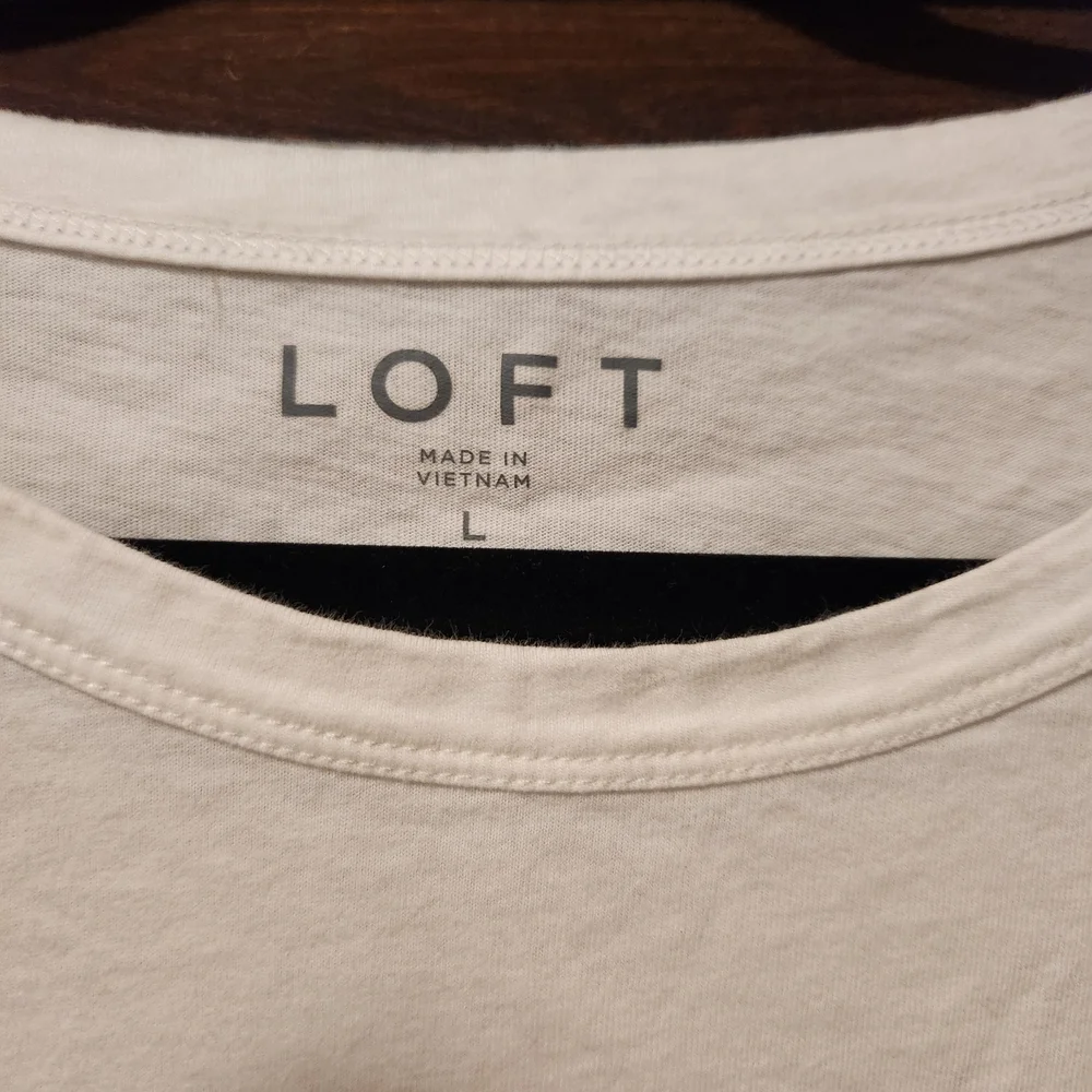 LOFT Cream Puff Sleeve Crewneck Top